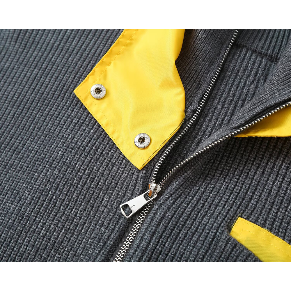 Women's pocket decoration splicing knitted Coat