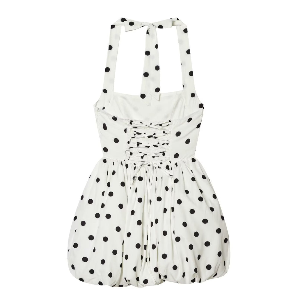 Women's polka dot halter neck mini dress