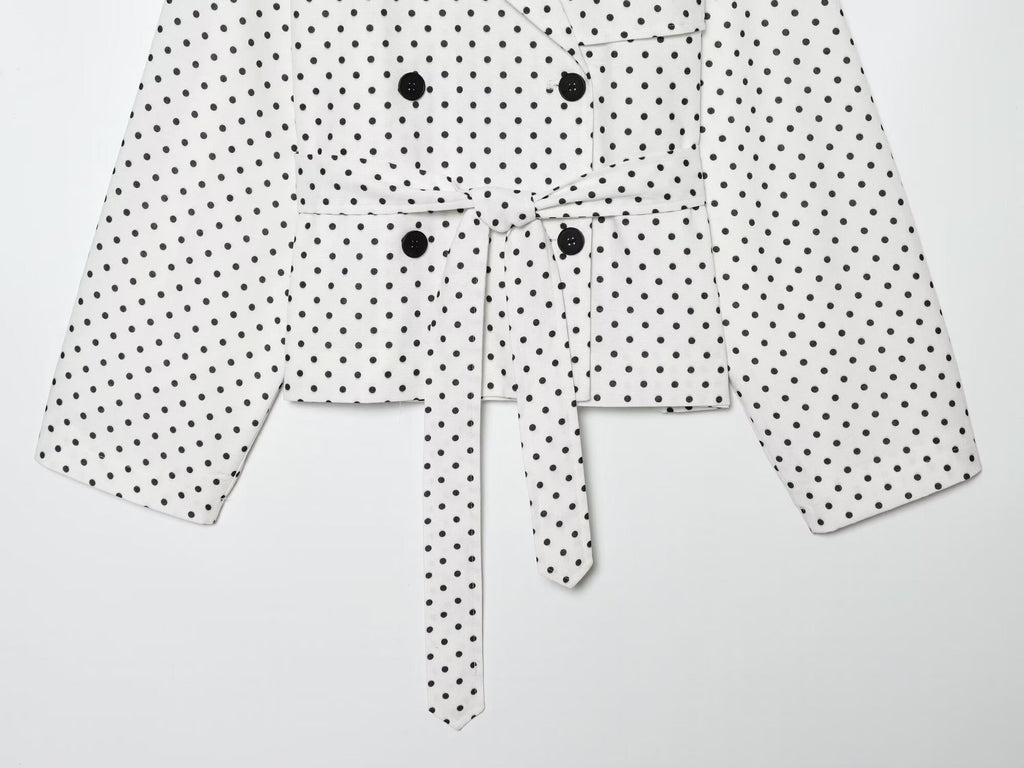 Women's with Belt polka dot windbreaker Coat