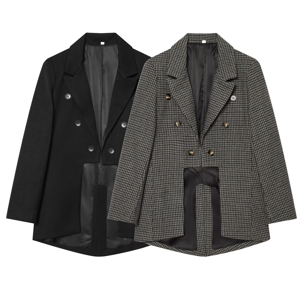 Women's asymmetrical hem Wool blend Blazer Coat