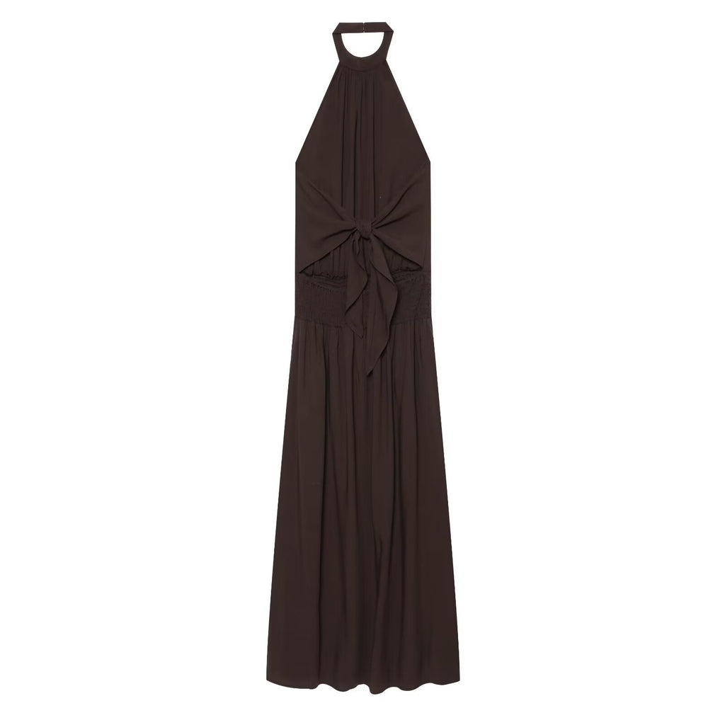 Women's beaded decorative halter neck dress