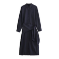 Women's waist-tied belted shirt-style midi dress
