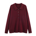 Women's loose versatile polo shirt collar knit sweater
