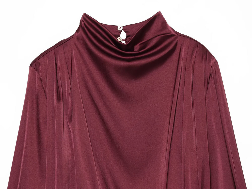 Women's with shoulder pads satin texture shirt