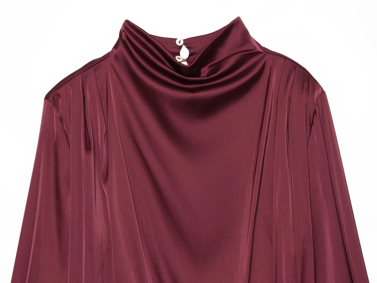 Women's with shoulder pads satin texture shirt