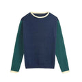 Women's new fashion O Neck long sleeved contrasting knit sweater