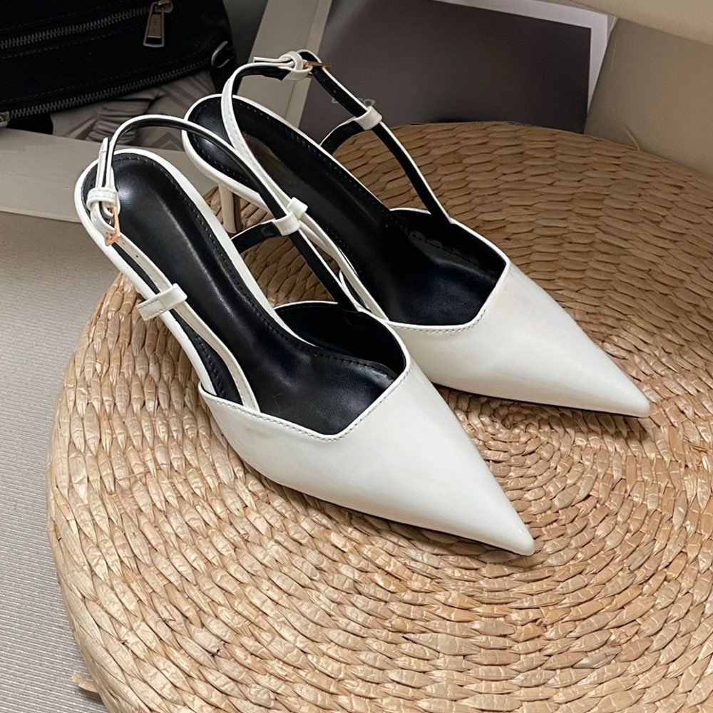 Women's new metal letter pointed high heels