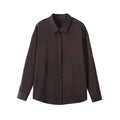Women's New Fashion Long Sleeve draped Pleated Lapel Shirt