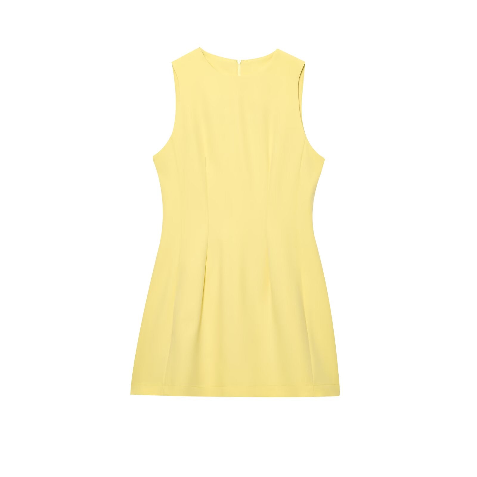 Women's O Neck fluffy sleeveless mini dress