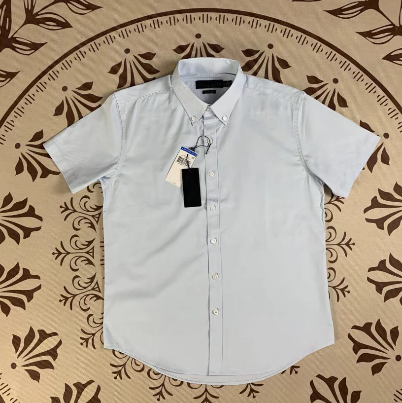 Men's and Women's New Fashion Casual Joker Cotton Twill Embroidered Short-sleeved Shirt