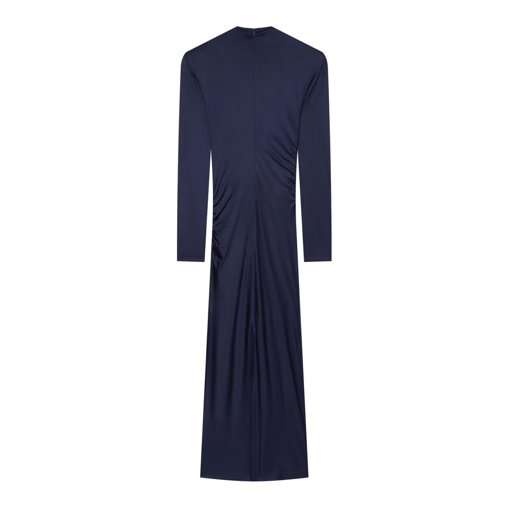 Women's with shoulder pads slim pleated MIDI dress