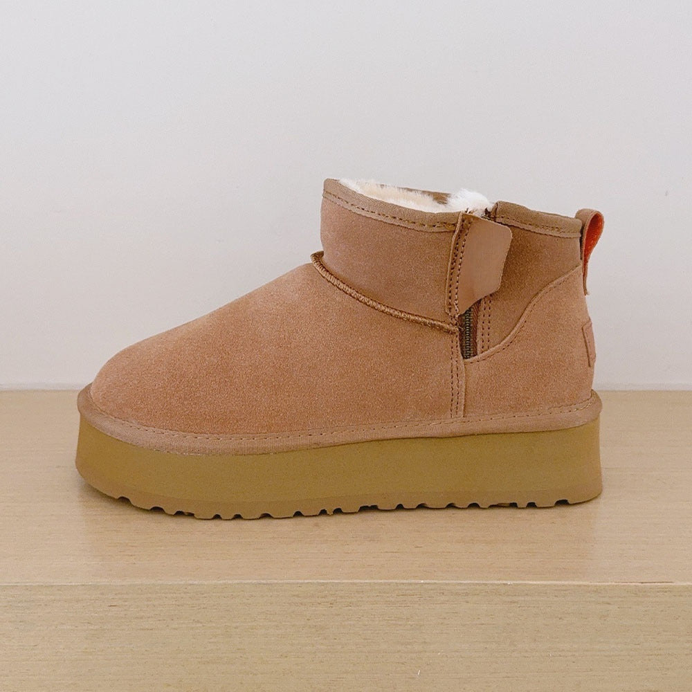 Women's platform zipper snow boots