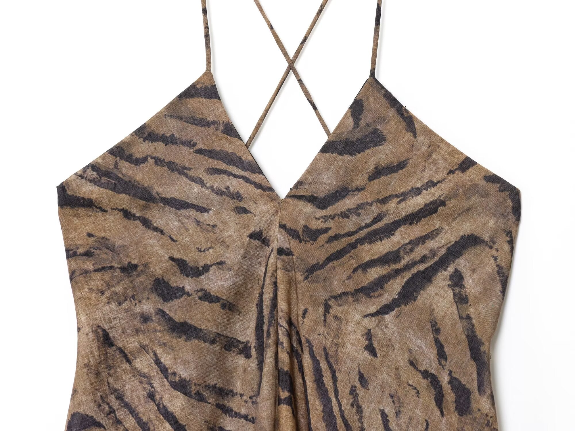 Women's Summer Fashion Vacation Style Sexy Printed suspender Midi Dress