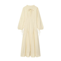 Women's long sleeved round neck pleated dress