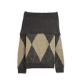 Women's new fashion soft texture diamond grid strapless knit sweater