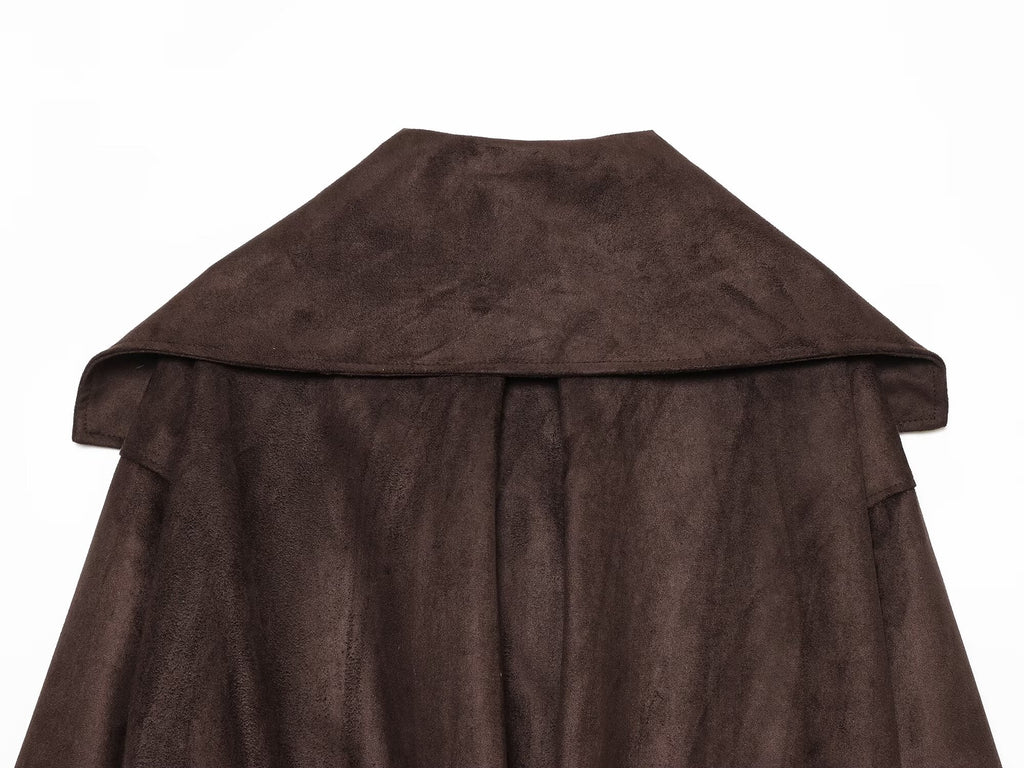 Women's suede textured large collar pilot jacket Coat