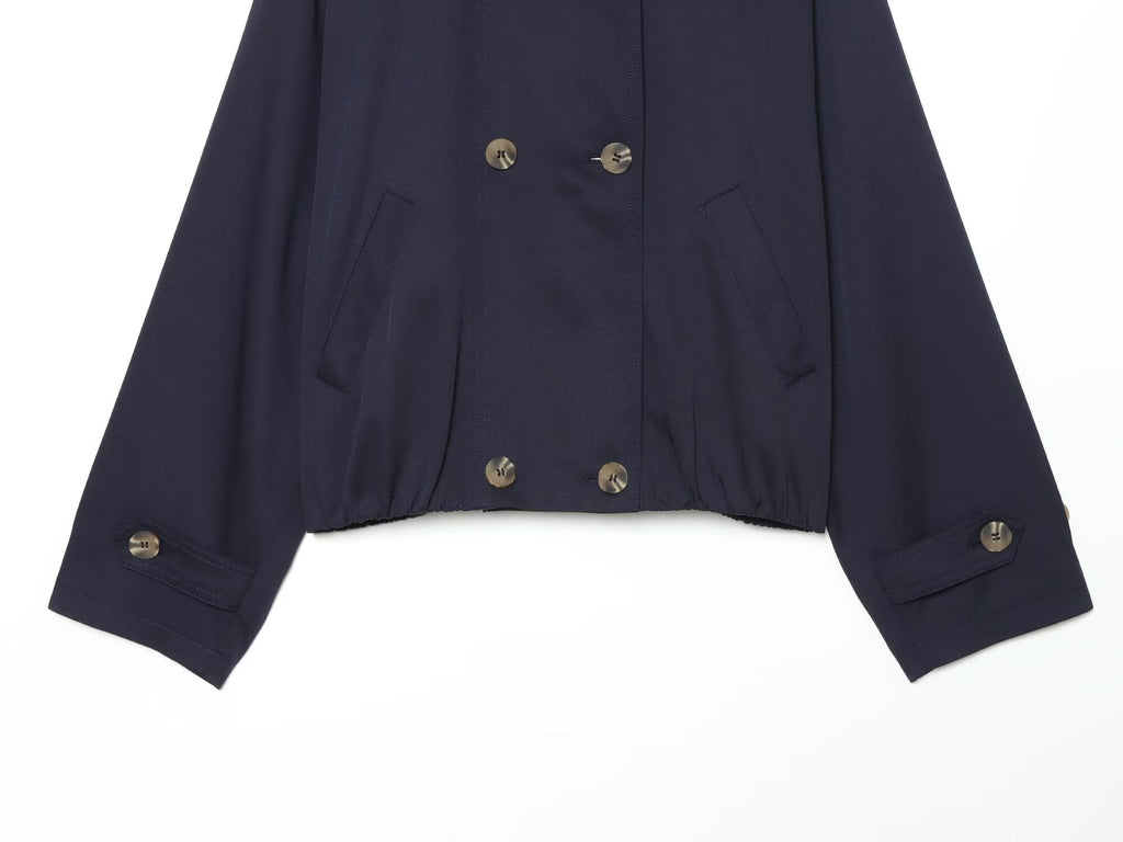 Women's short double breasted windbreaker Coat