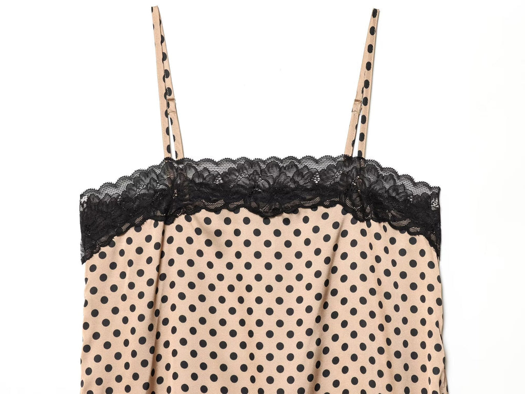 Women's lace decorative polka dot suspender dress
