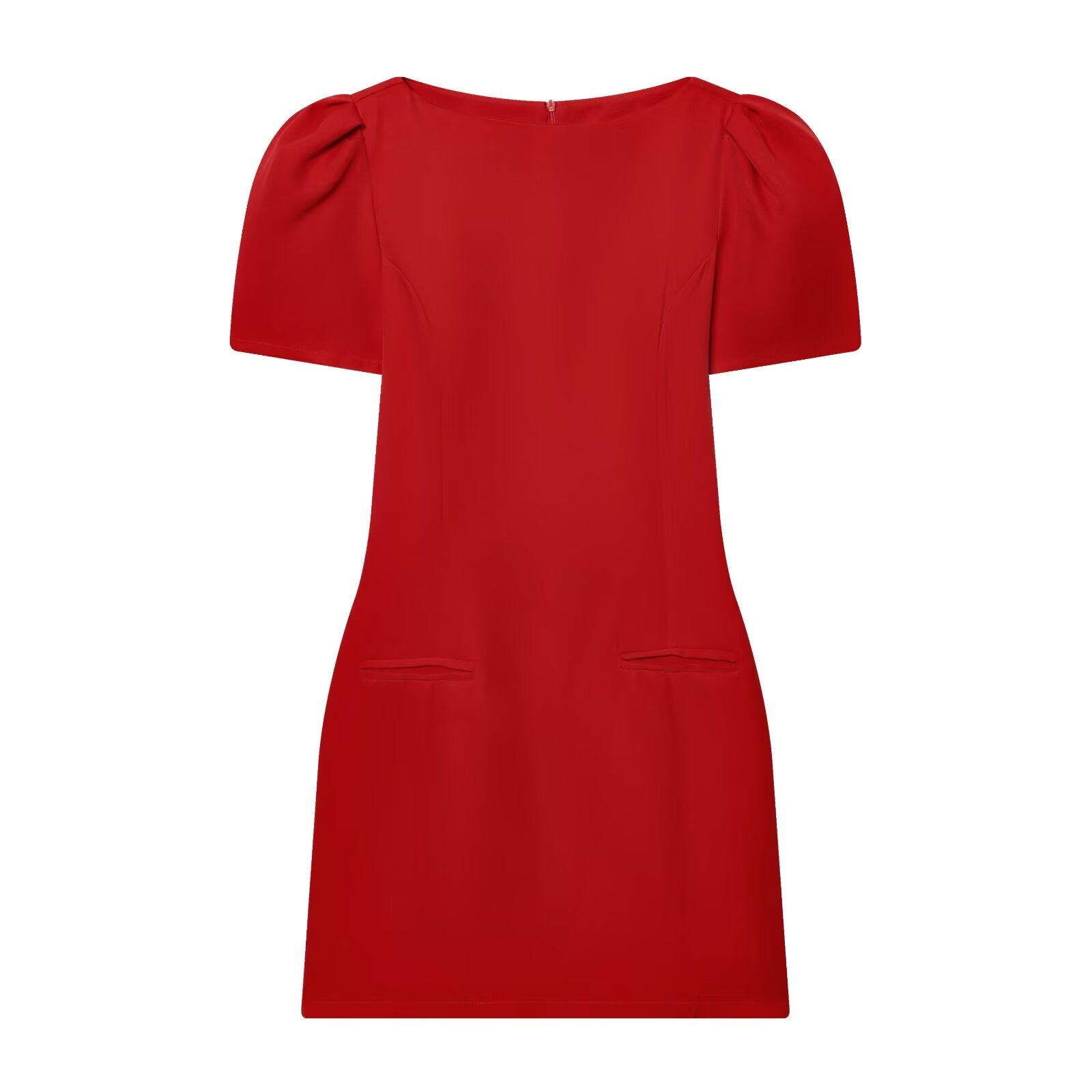 Women's black short sleeved pleated mini dress