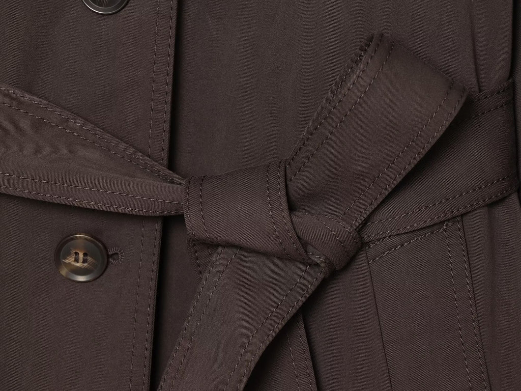 Women's with Belt casual stand collar twill coat
