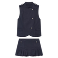 suit Women's 2 pieces breasted decorative vest style top+skirt