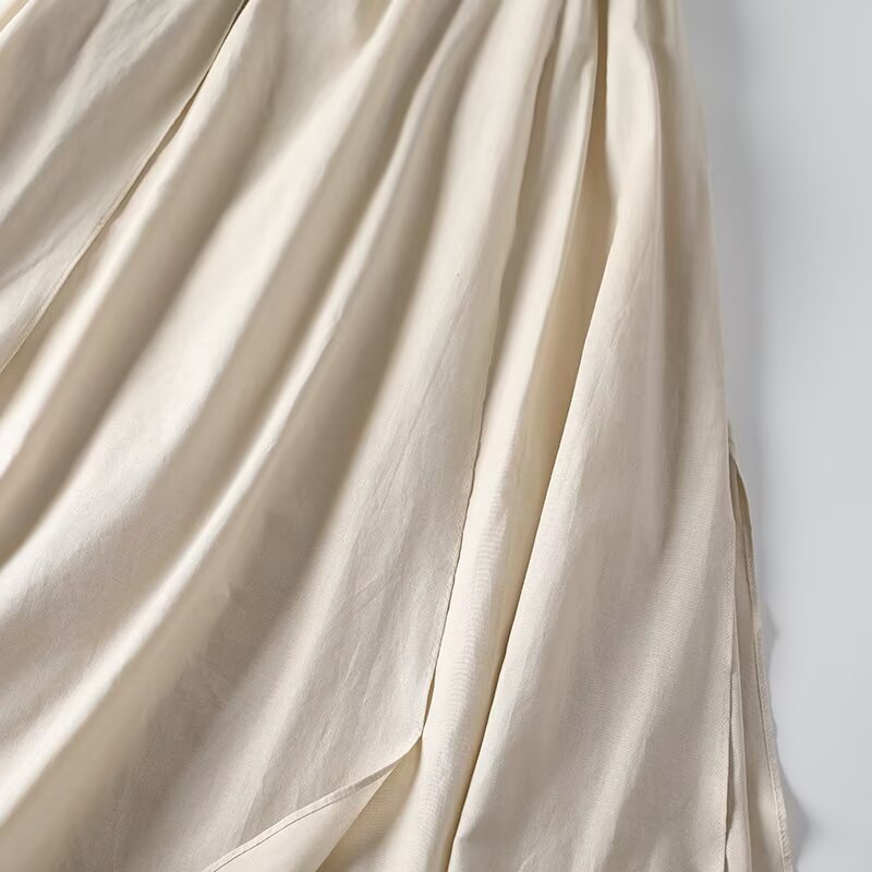 Women's solid linen blended MIDI dress
