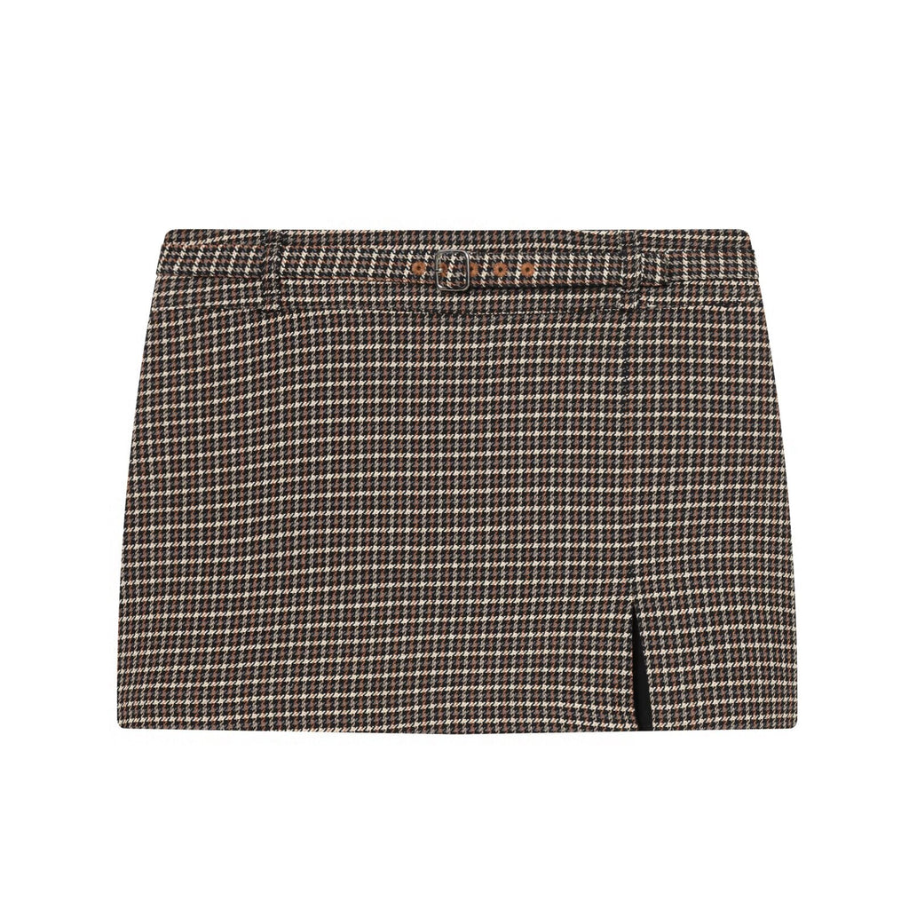 suit Women's 2 pieces plaid cotton pilot jacket Coat+Skirts