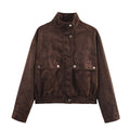 Women's standing collar Anti suede effect pilot jacket Coat
