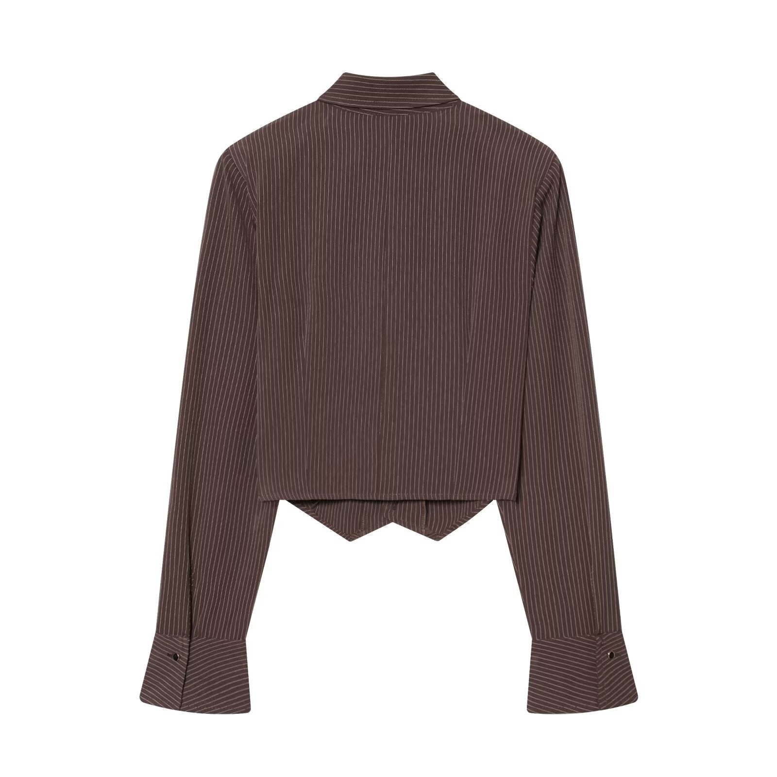 Women's casual short lapel striped shirt
