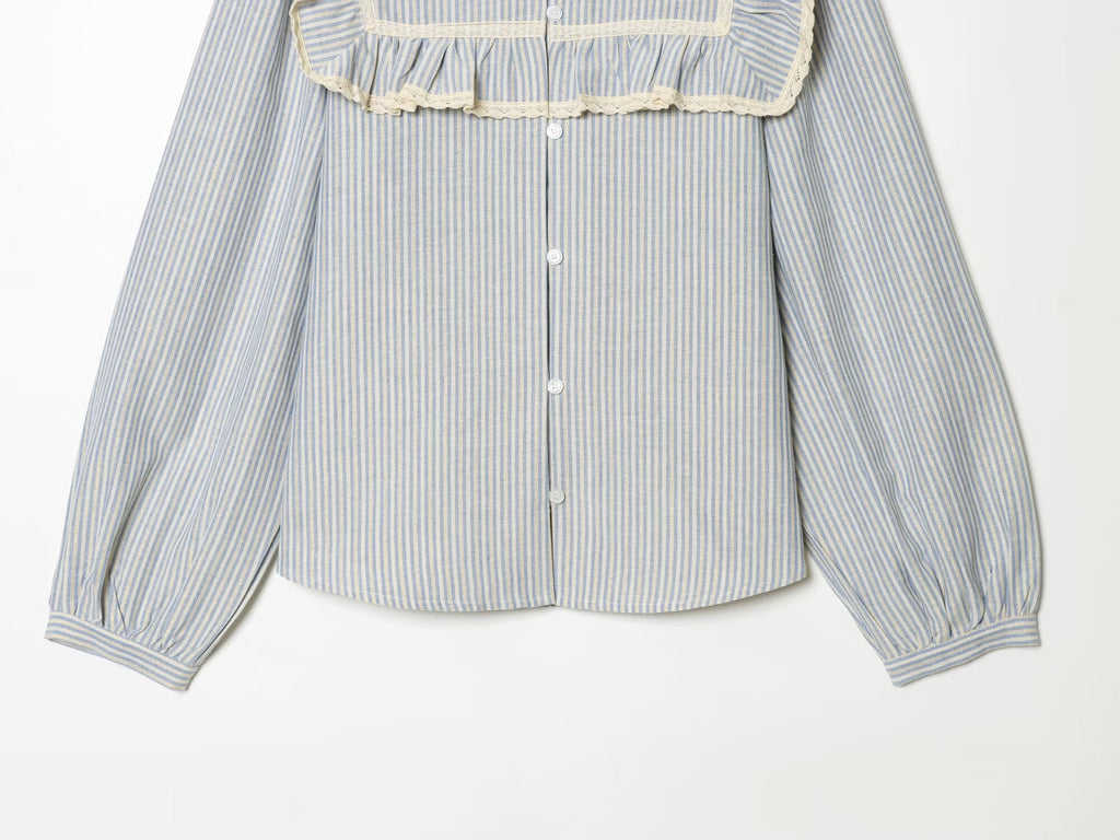 Women's metallic layered decorative striped shirt