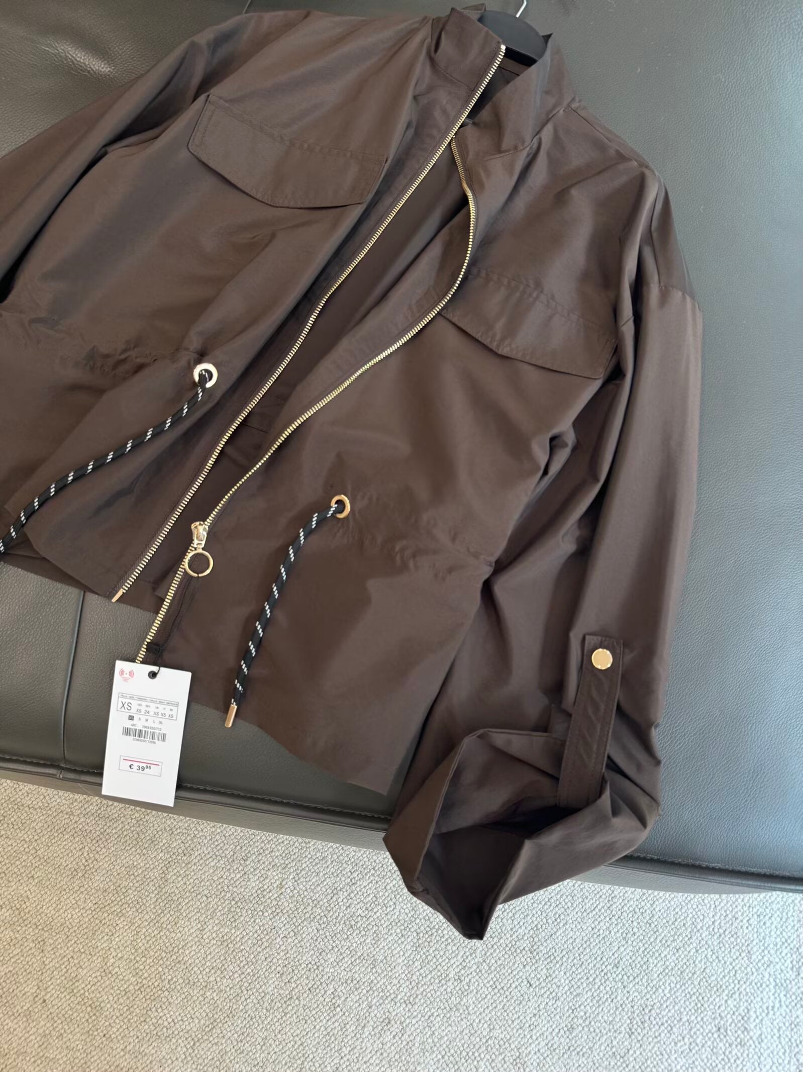 Women's new fashion loose stand collar lace up Coat