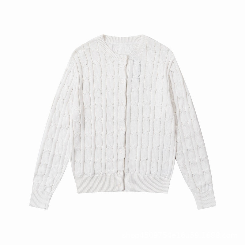 Women's new round neck solid color long sleeve knit cardigan