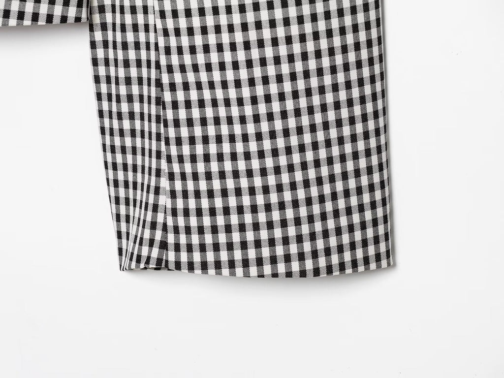 Women's With Belt casual plaid Blazer Coat