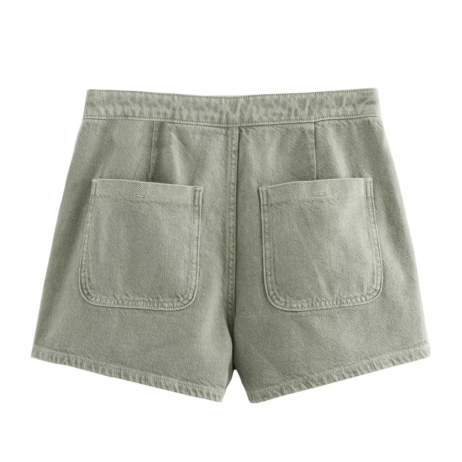 Ladies' new fashion asymmetrical design slim single breasted denim shorts Skirts