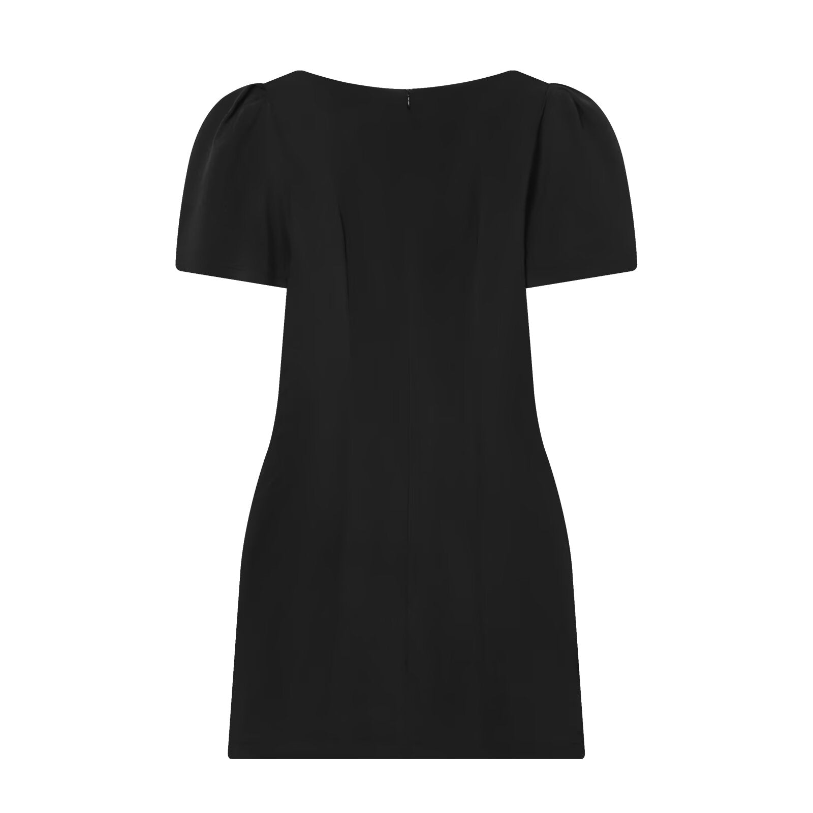 Women's black short sleeved pleated mini dress