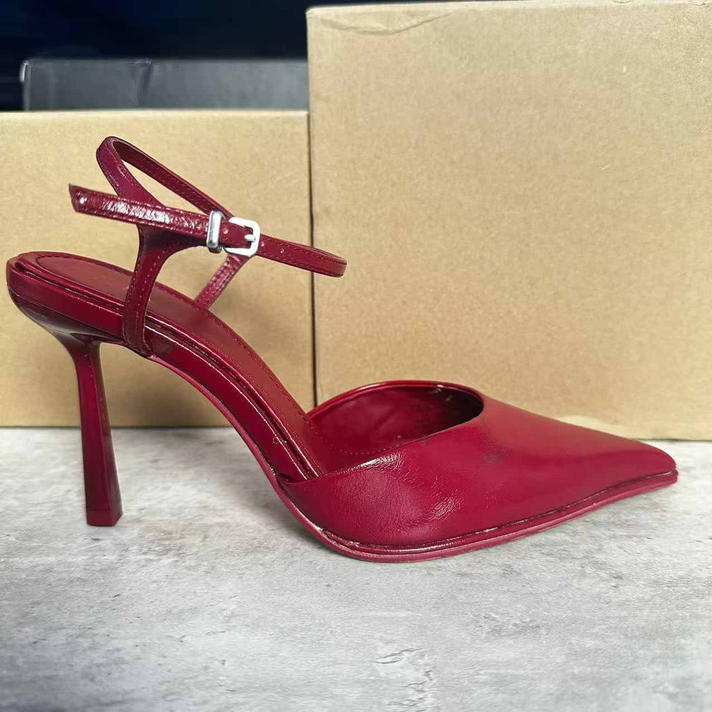 Women's New Fashion Joker Strap Pointed High Heel Open Heel Muller Shoes Hollow Shallow Sandals.
