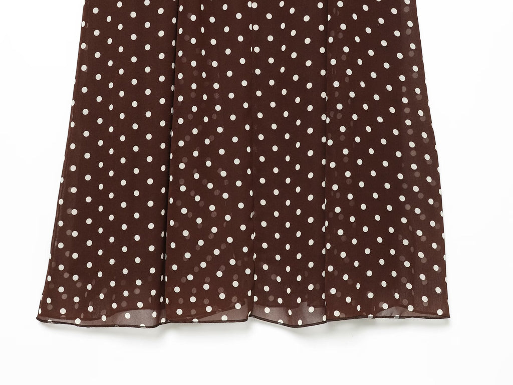 Women's polka dot chiffon suspender MIDI dress