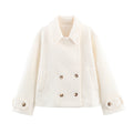 Women's loose double breasted looped fleece Coat