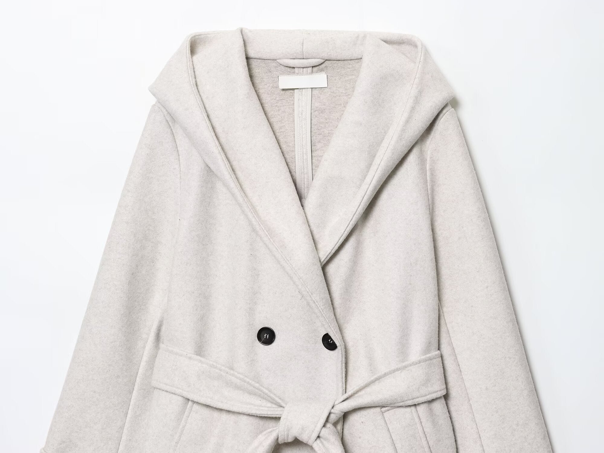 Women's with Belt loose soft texture hooded coat