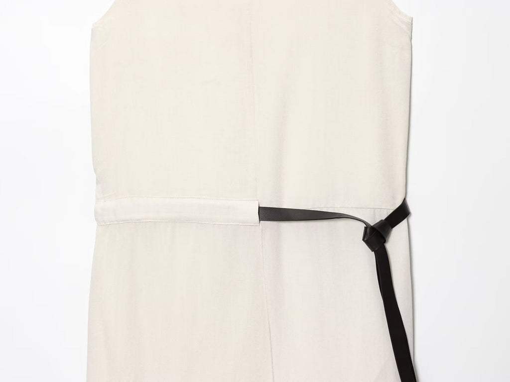 Women's New Fashion With Belt Comfortable Sleeveless Midi Dress