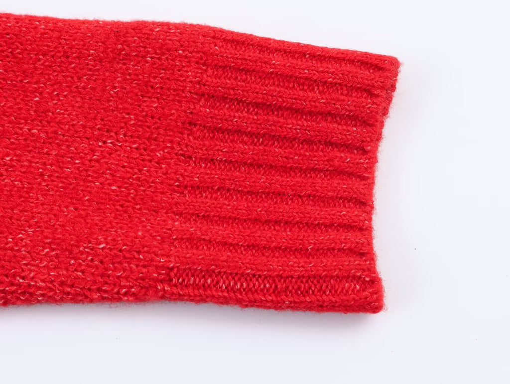 Women's bow decoration O Neck knitted sweater