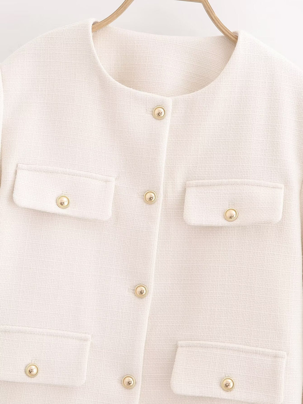 Women's New Short Coarse textile O Neck Coat