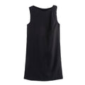 Women's new fashion knot decoration sleeveless linen blend mini dress