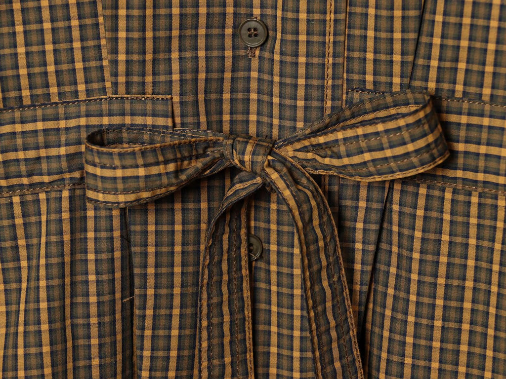 Women's bow decoration casual checkered shirt