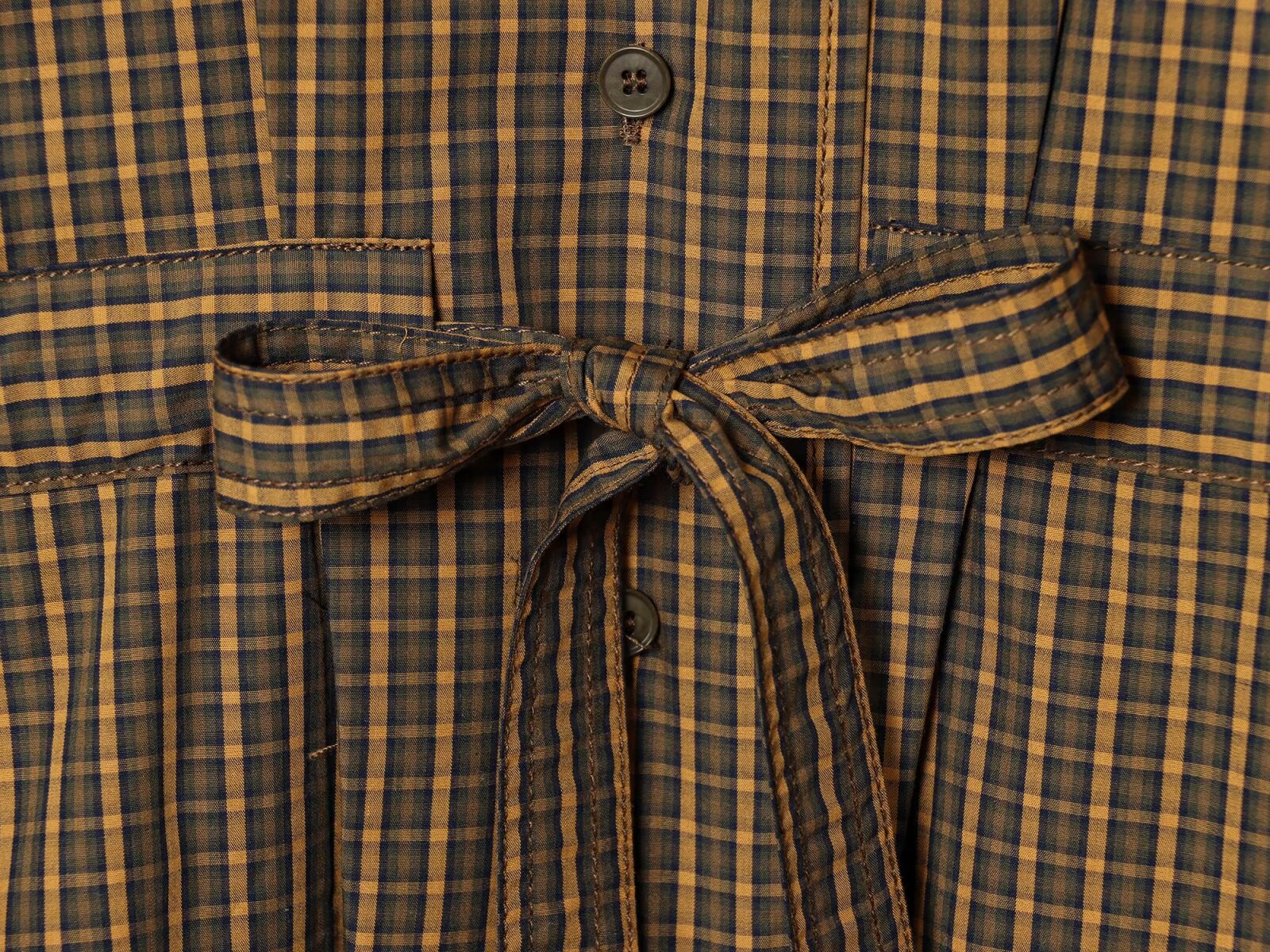 Women's bow decoration casual checkered shirt