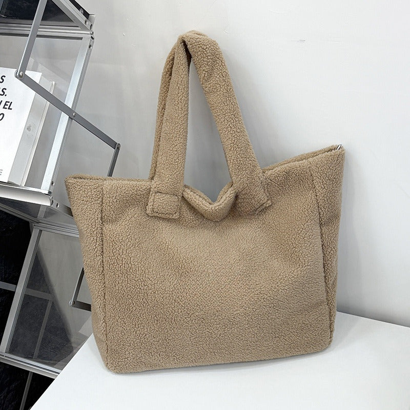 Women's new fashion large-capacity lambswool bag