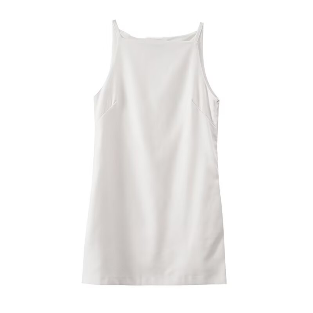 Women's sleeveless linen blend square neck dress
