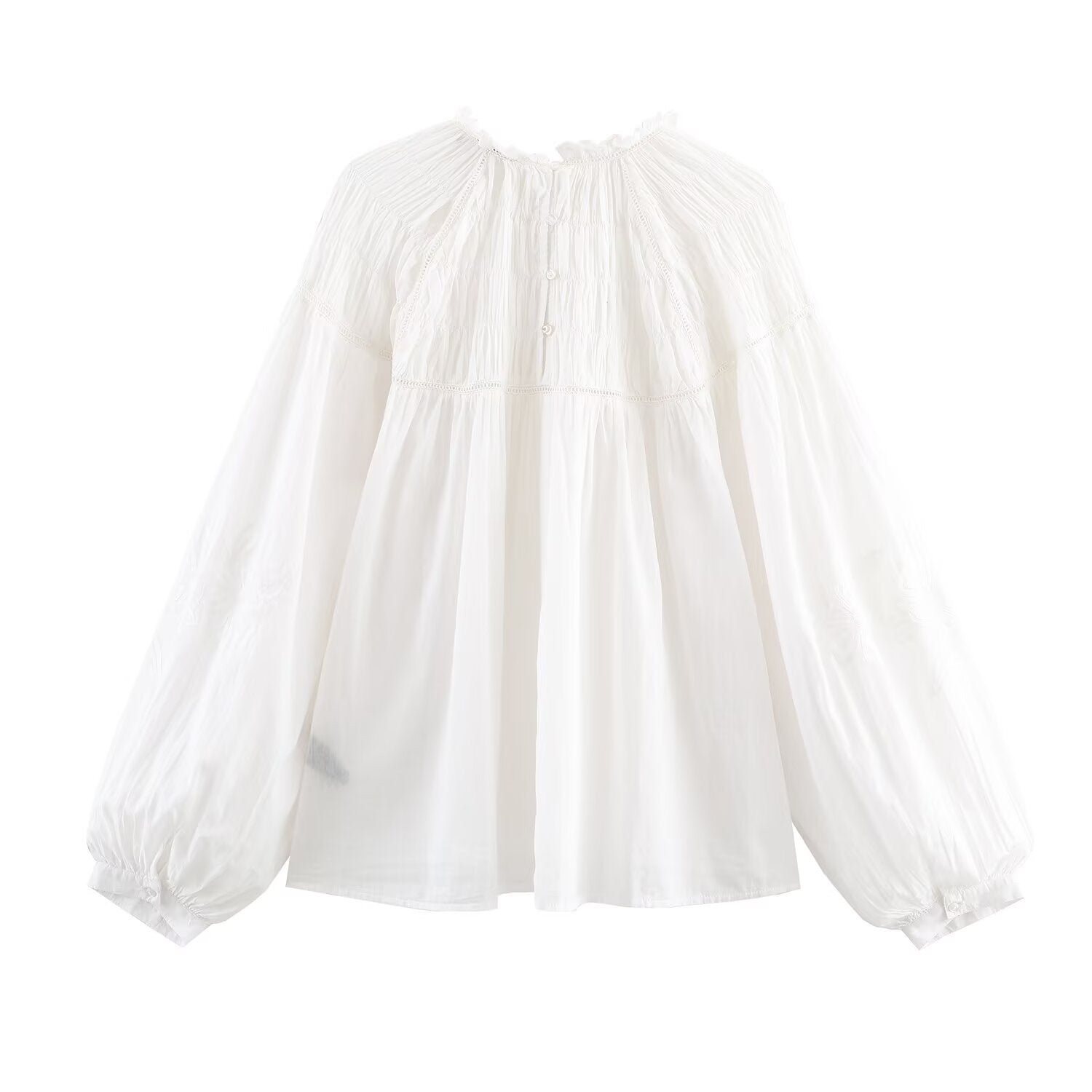 Women's embroidery decoration loose pleated shirt