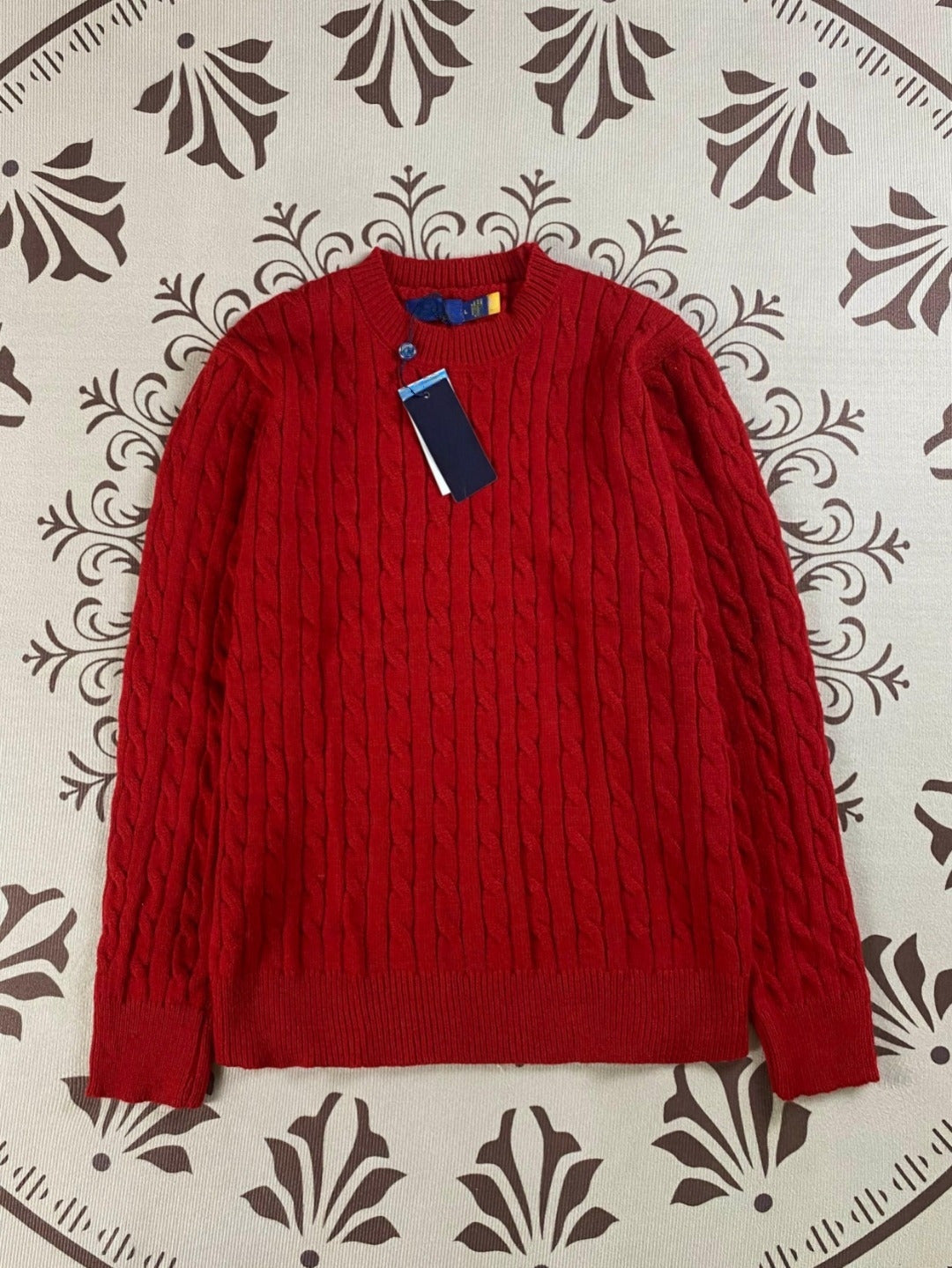 Men's and women's Joker Embroidery Knitted O-neck Sweater Knitwear