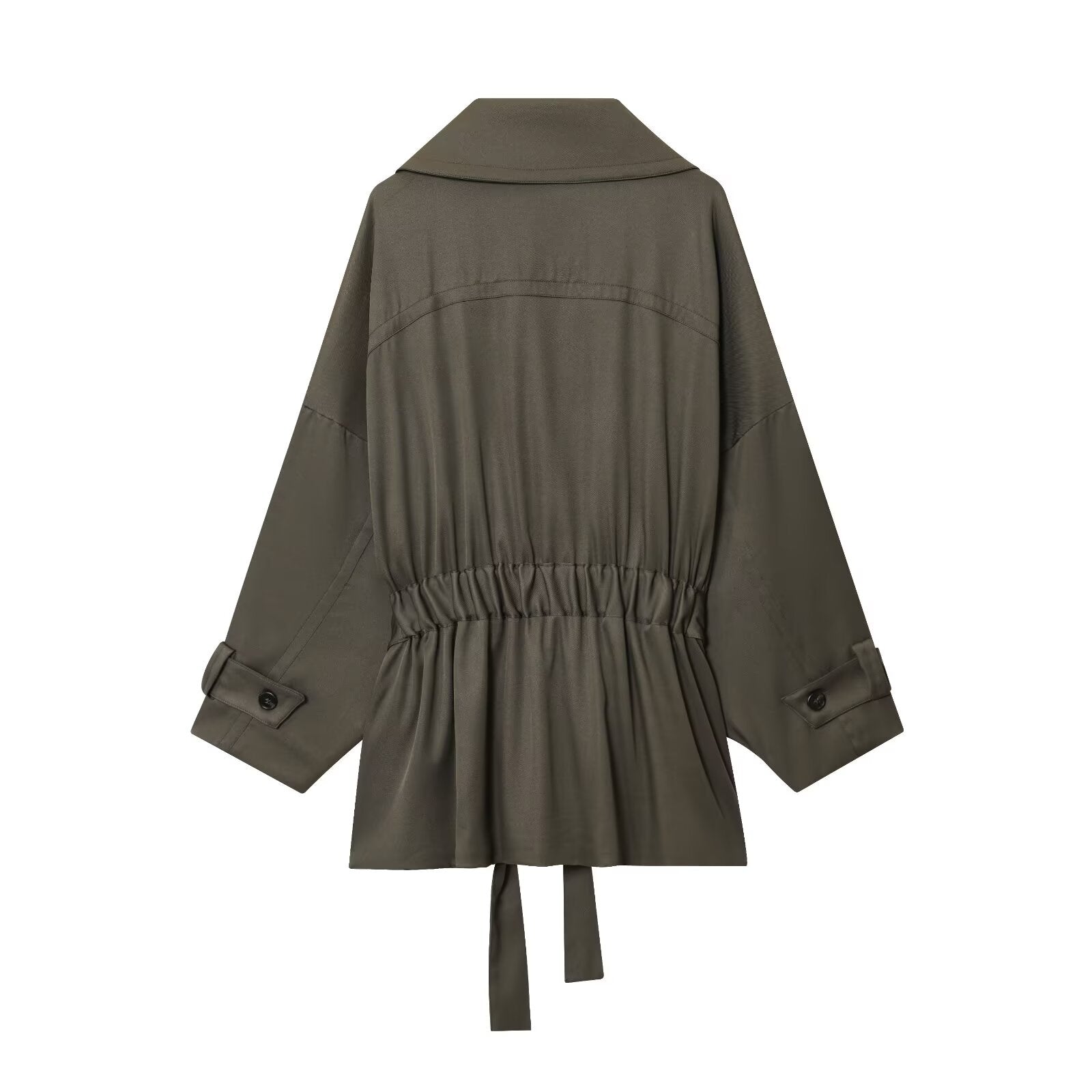 Women's New Fashion With Belt Loose Button-up Lapel Coat+Pants Suit